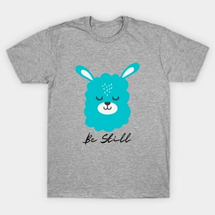 Blue Meditating Llama be still and know T-Shirt